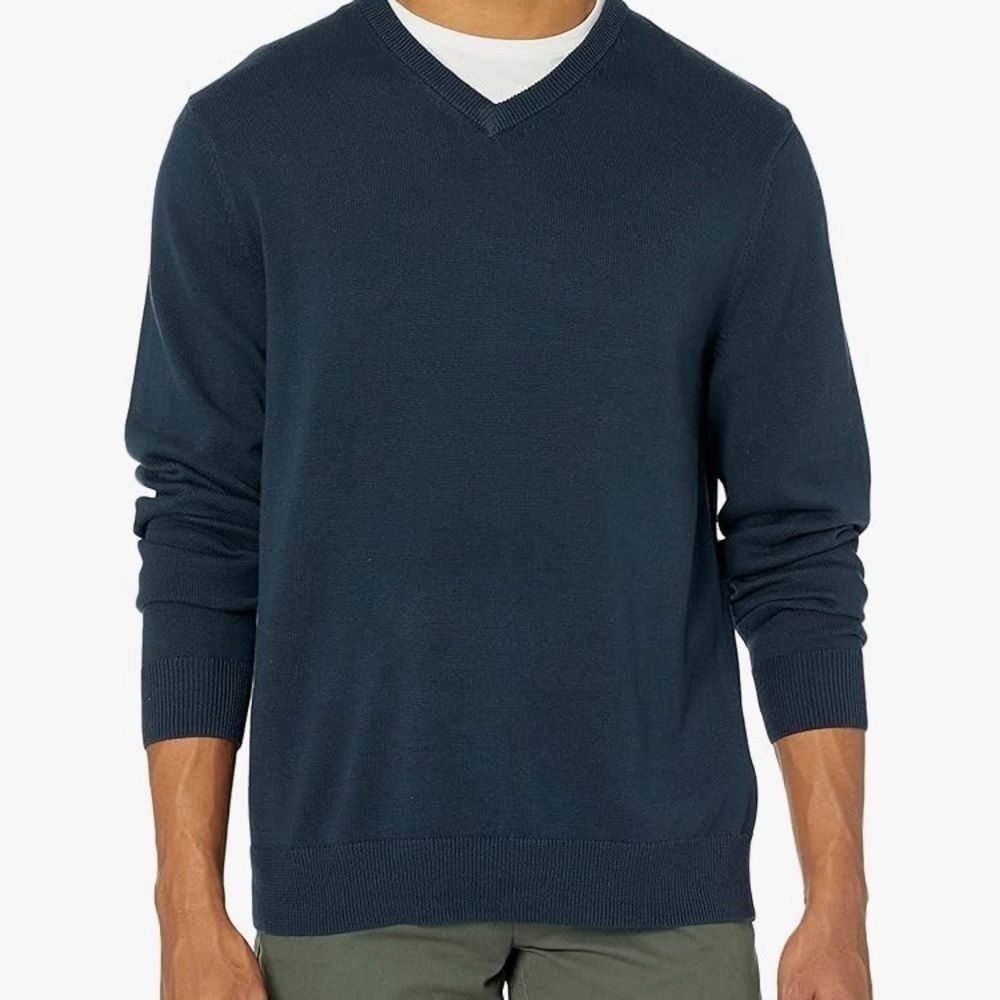 Navy blue Amazon basics v neck sweater medium